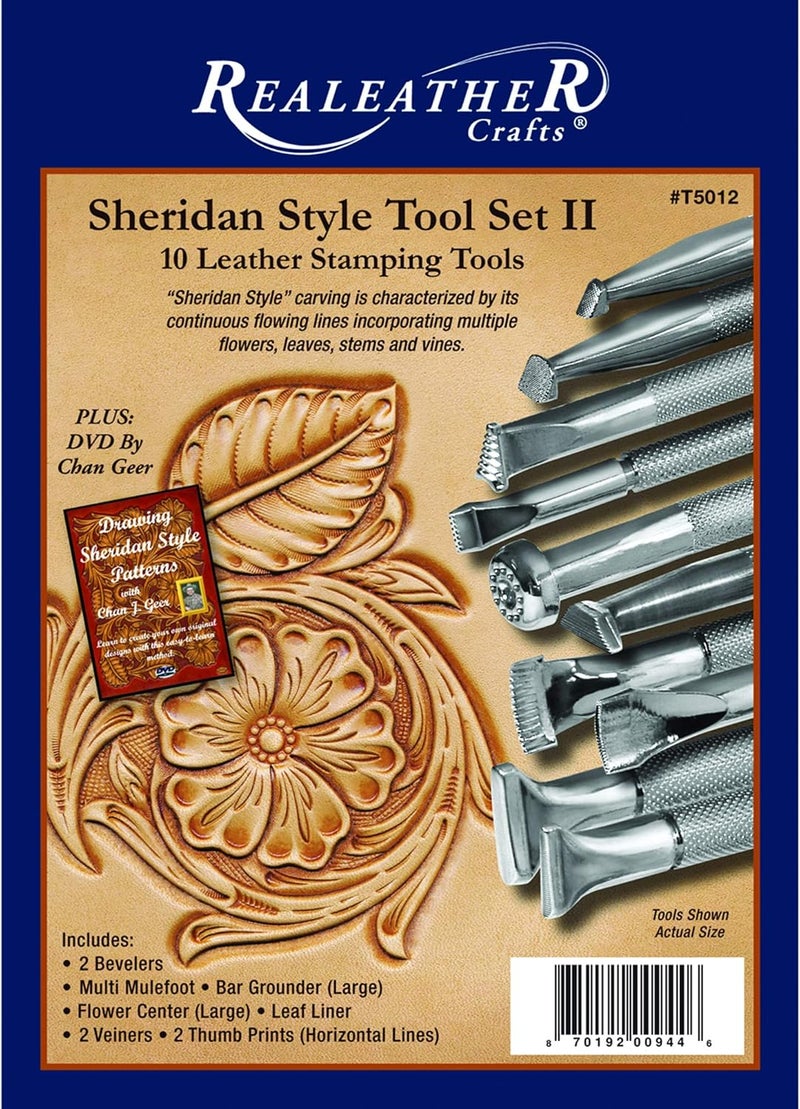 Realeather Leather Stamps Tool Set for Leather Crafting Sheridan Style Stamp Set II - Image 2