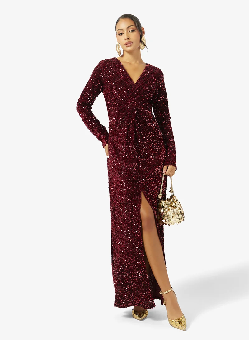 Golden Apple  Solid Sequin Velvet Dress for Women | Best Price UAE