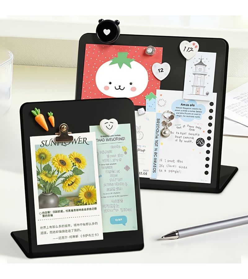 Horizontal Mini Blackboard With Upright Easel Design Writable Surface For Home Office Messages Reminders Black Large - Image 1