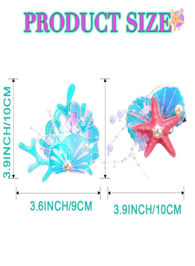 JONKY Light up Mermaid Hair Clip Starfish Hair Piece Glow Seasell Headpiece Costume Hair Accessories for Women - Image 4