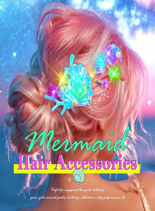 JONKY Light up Mermaid Hair Clip Starfish Hair Piece Glow Seasell Headpiece Costume Hair Accessories for Women - Image 5