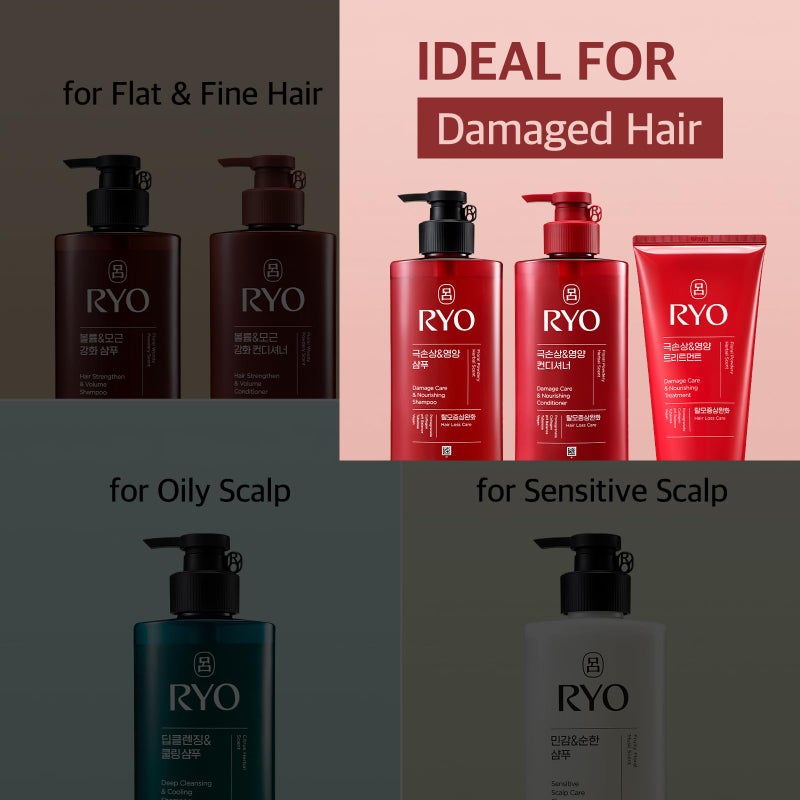 RYO Damage Care & Nourishing Shampoo with Korean Ginseng & Caffeine - Repair and Moisturizing, Anti Loss Care, Strengthening hair roots, 16 Fl Oz. - Image 5