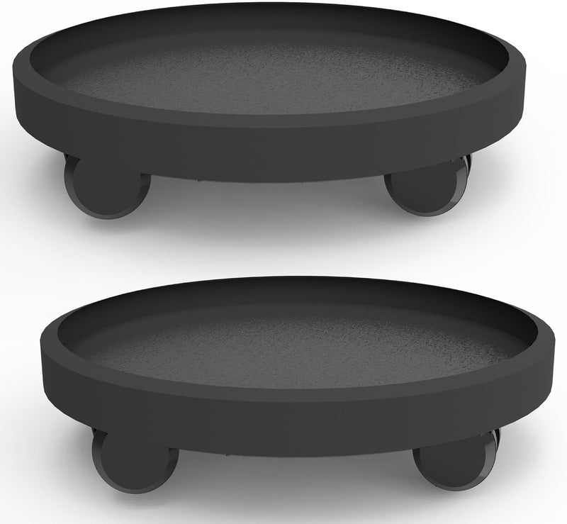 WanderingDonkey 2 Pack of 12.6 Inch Heavy Duty Plant Caddy with Wheels,Rolling Plant Stand Pot Trolley,Wheeled Planter Saucer Tray,Potted Flower Mover Dolly with Casters Round Coaster for Indoor Outdoor - Image 1