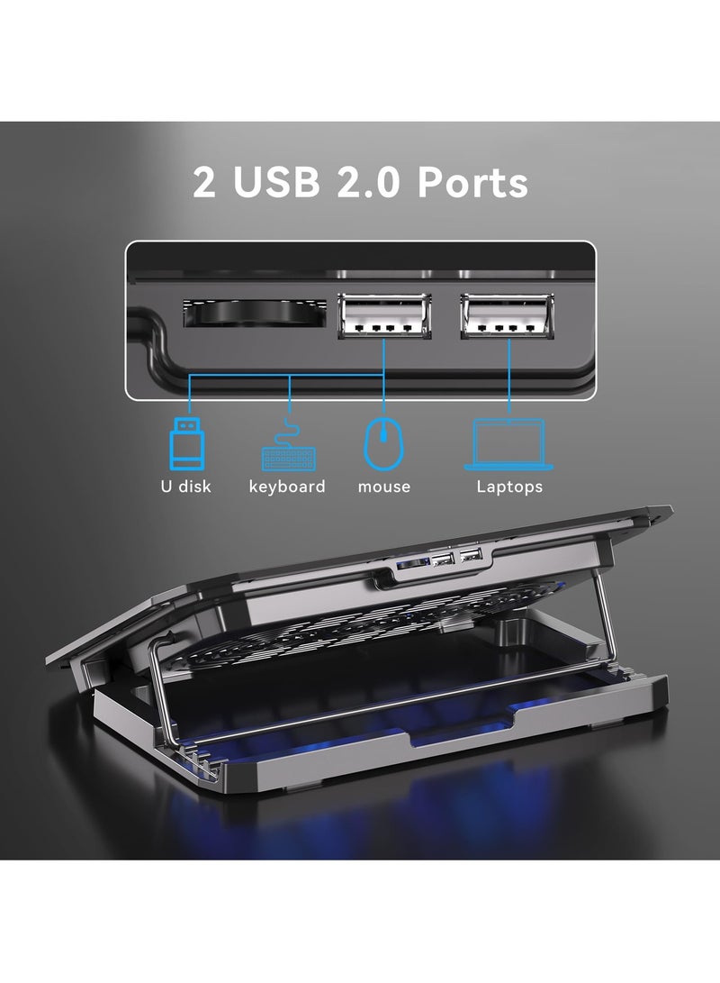 Portable Laptop Cooling Pad for 10-15.6" Laptops, Adjustable Height and Fan Speed, 2 Quiet Fans, 2 USB Ports, Ideal for Gaming and Work - Image 3