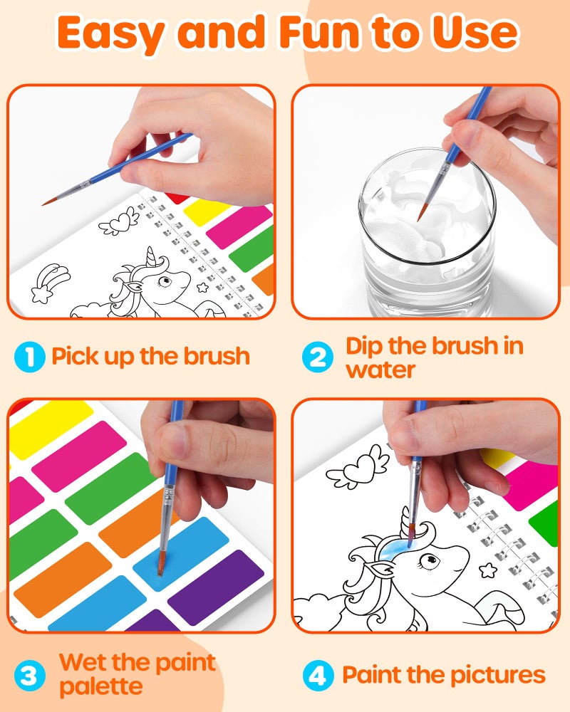 D-FantiX 24 Pack Paint with Water Coloring Books for Kids Ages 4-8-12, Birthday Party Favors Bulk Gifts Goodie Bag Stuffers, Arts and Crafts Classroom Prizes Rewards, Back to School Gifts for Students - Image 4