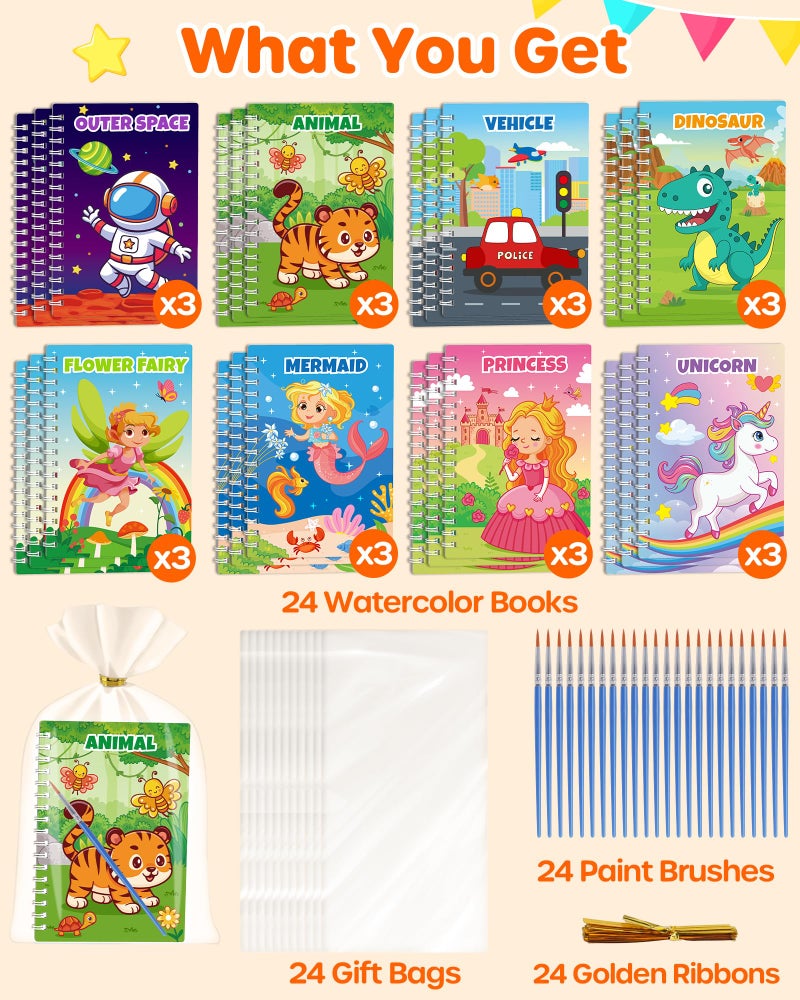 D-FantiX 24 Pack Paint with Water Coloring Books for Kids Ages 4-8-12, Birthday Party Favors Bulk Gifts Goodie Bag Stuffers, Arts and Crafts Classroom Prizes Rewards, Back to School Gifts for Students - Image 2