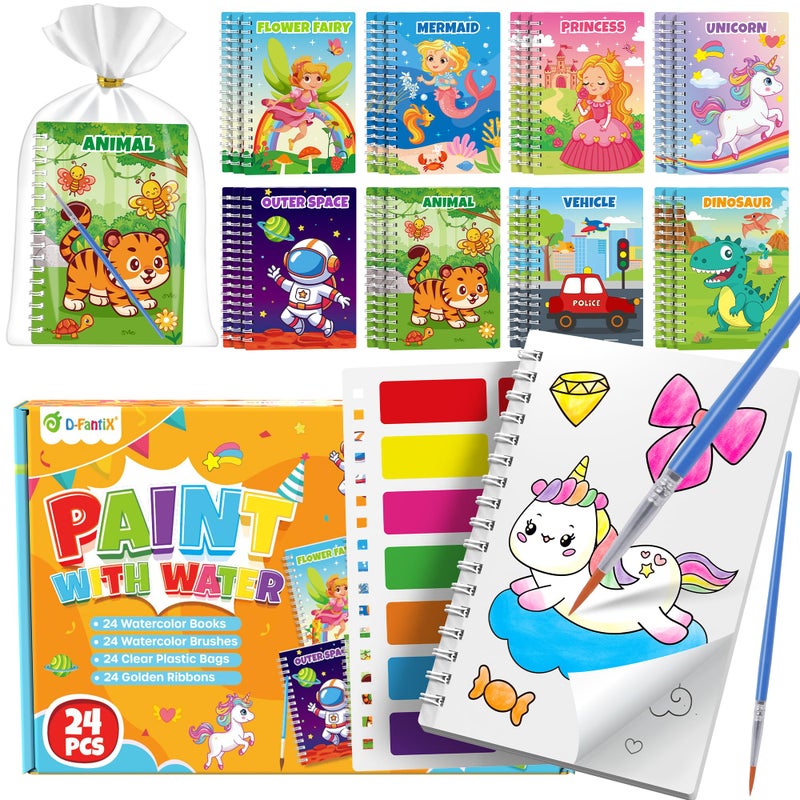 D-FantiX 24 Pack Paint with Water Coloring Books for Kids Ages 4-8-12, Birthday Party Favors Bulk Gifts Goodie Bag Stuffers, Arts and Crafts Classroom Prizes Rewards, Back to School Gifts for Students - Image 1
