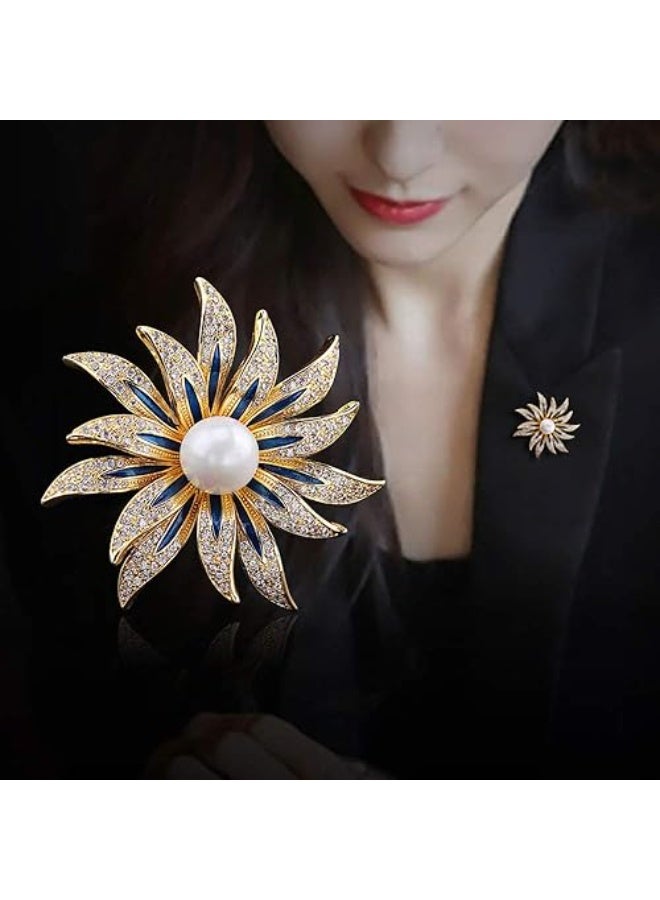 Goolsky Brooch Pins for Women Girls Fashion Flower Crystal Rhinestone Pearl Jewelry  - Image 1