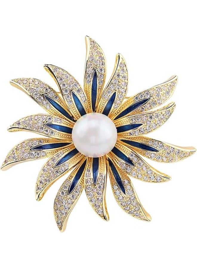 Goolsky Brooch Pins for Women Girls Fashion Flower Crystal Rhinestone Pearl Jewelry  - Image 2