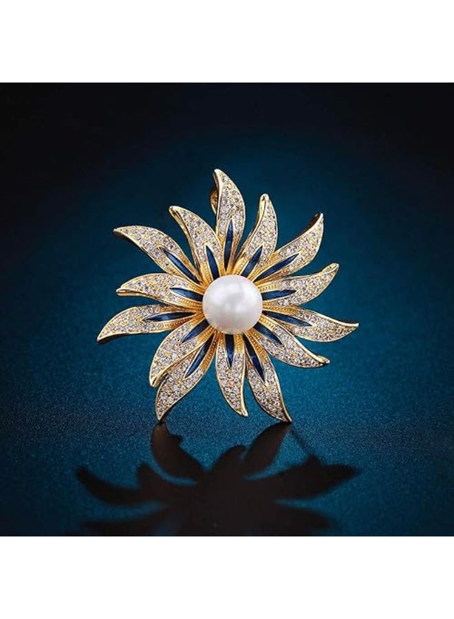 Goolsky Brooch Pins for Women Girls Fashion Flower Crystal Rhinestone Pearl Jewelry  - Image 4