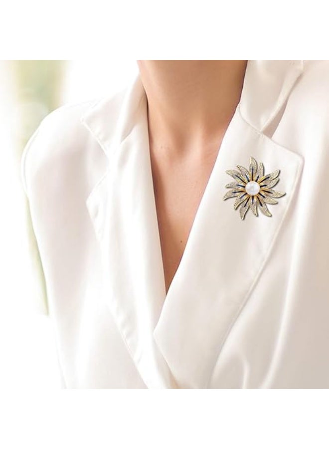 Goolsky Brooch Pins for Women Girls Fashion Flower Crystal Rhinestone Pearl Jewelry  - Image 5