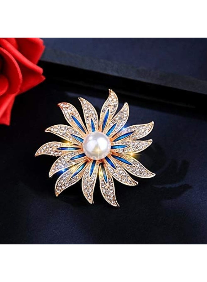 Goolsky Brooch Pins for Women Girls Fashion Flower Crystal Rhinestone Pearl Jewelry  - Image 3