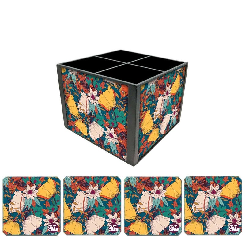 Nutcase حامل أدوات المائدة المصمم - حامل فضيات - منظم ملاعق وشوك وسكاكين مع قواعد معدنية متطابقة - أوراق الخريف - Image 3