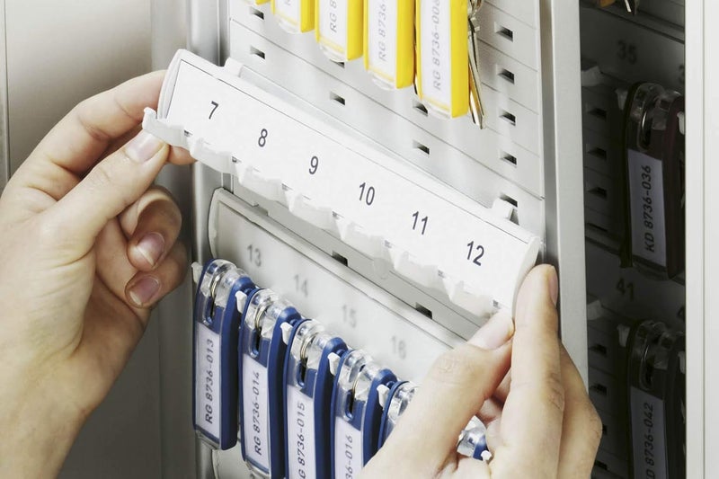 Durable Key Safe Box 72 - Wall Mounted Turn Lock Key Holder Holds 72 Key Clip Keys - Securely Lock Keys - Aluminum Silver Key Safe Including 6 Key Clip Tags - Image 5