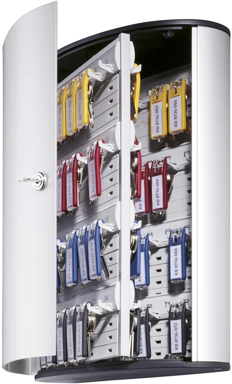 Durable Key Safe Box 72 - Wall Mounted Turn Lock Key Holder Holds 72 Key Clip Keys - Securely Lock Keys - Aluminum Silver Key Safe Including 6 Key Clip Tags - Image 2