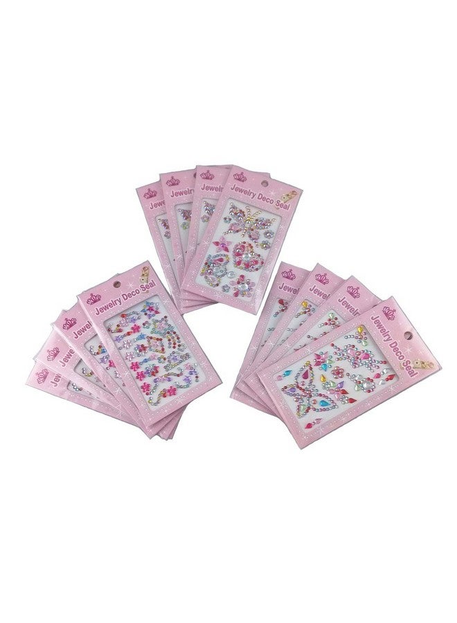 Yueton 12 Sheets 3 Different Pattern Colorful Assorted Size Self Adhesive Bling Rhinestone Craft Jewels Gem Diamond Sticker Embellishments - Image 1