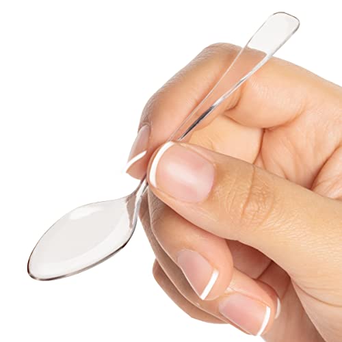 Loreso Plastic 100CT Mini Clear Dessert Spoons For Miniature Dessert Cups Tasting Party Sampling Ice Cream Small Catering Supplies  Reusable BPA Free Pack of 100