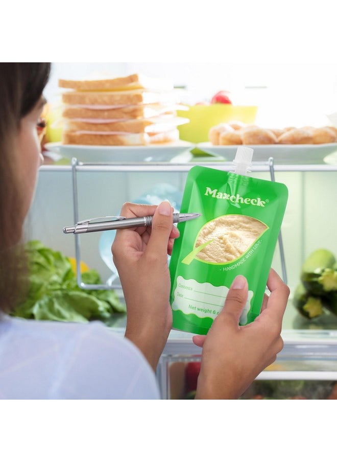 Maxcheck Maxcheck 100 Pack Disposable Baby Food Pouches 6oz Baby Food Storage Containers Plastic Fresh Squeezed Pouches for Kids Toddler Freezer Safe Pouch Holder for Applesauce, Purees and Yogurts  - Image 3