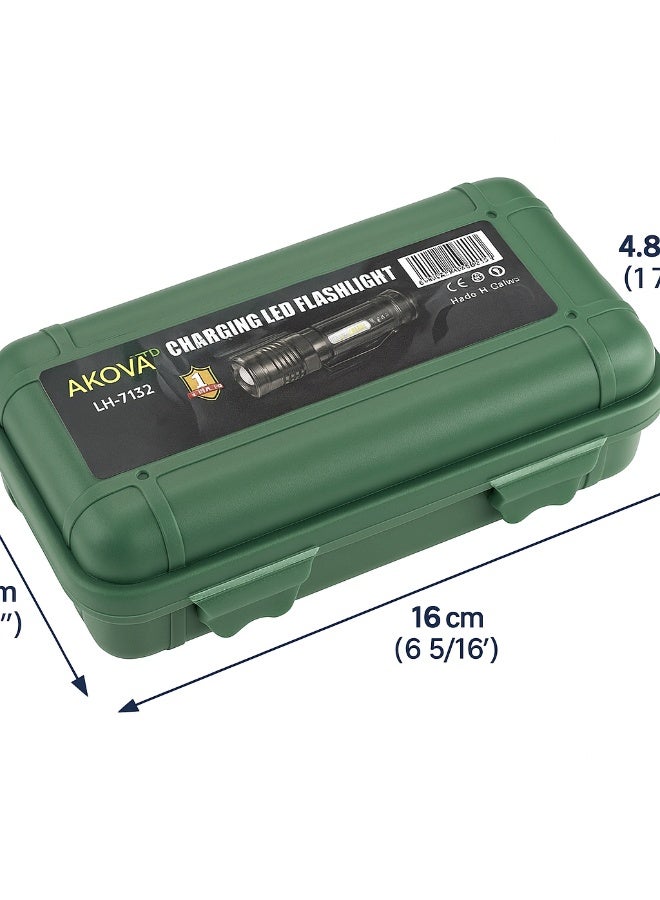 Akova Rechargeable LED Flashlight with USB Charging – Portable, High Power Light for Camping & Outdoor Use - Image 4