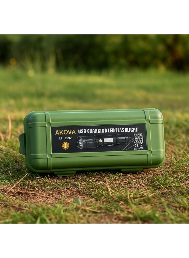 Akova Rechargeable LED Flashlight with USB Charging – Portable, High Power Light for Camping & Outdoor Use - Image 3