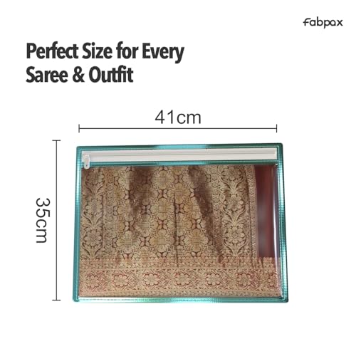 FabPax Premium Saree Cover for Storage & Travel, Transparent Non-Woven Saree Bag with Zipper, Dustproof Wardrobe Organizer for Silk, Designer & Wedding Sarees (36x42 cm) (Sky Blue, Set of 20) - Image 5