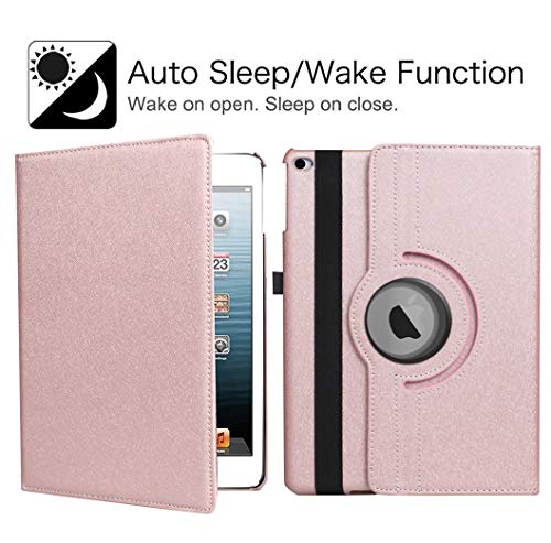 LXS New Case for iPad 9.7 inch 2018 2017/ iPad Air 2 Case - 360 Degree Rotating Stand Protective Cover Smart Case with Auto Sleep/Wake for Apple iPad 5th/6th Generation (Rose Gold) - Image 4