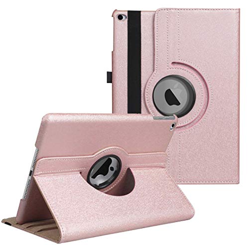 LXS New Case for iPad 9.7 inch 2018 2017/ iPad Air 2 Case - 360 Degree Rotating Stand Protective Cover Smart Case with Auto Sleep/Wake for Apple iPad 5th/6th Generation (Rose Gold) - Image 1
