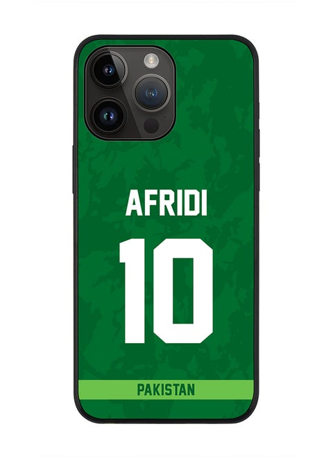Rugged Black Edge Case iPhone 14 Pro Max, Slim fit Soft Case Flexible Rubber Edges Thin Cover - Player Name - AFRIDI, Jersey Number- 10