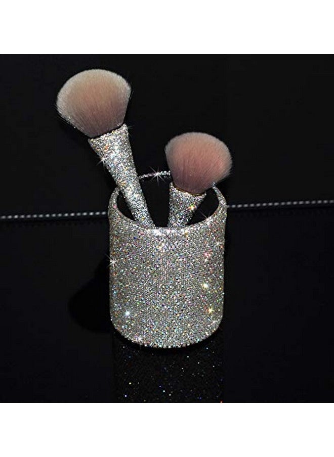Bestbling - Bling Rhinestone Large Mineral Powder Brush Makeup Brush Cosmetic Brush Foundation Brush Perfect For Large Coverage Powder Bronzer Blush Blending Buffing 1 Piece (Silver) - Image 1