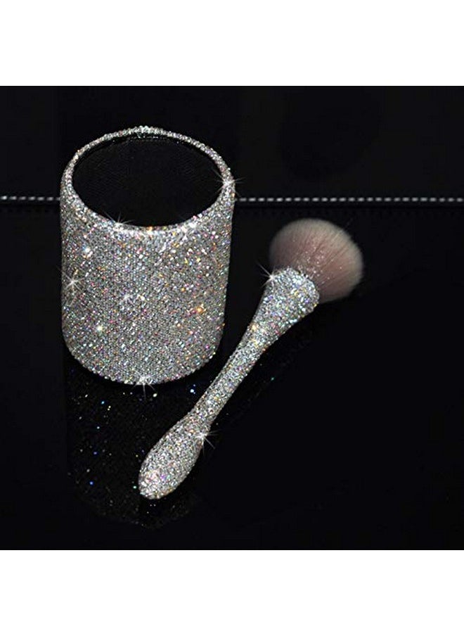 Bestbling - Bling Rhinestone Large Mineral Powder Brush Makeup Brush Cosmetic Brush Foundation Brush Perfect For Large Coverage Powder Bronzer Blush Blending Buffing 1 Piece (Silver) - Image 1
