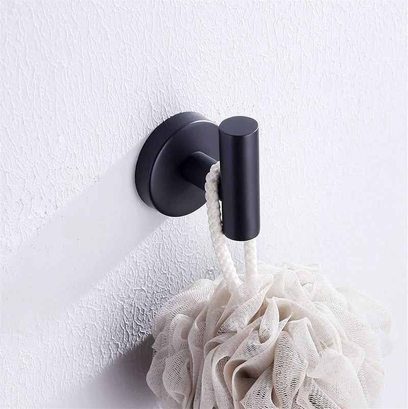 Nolimas Towel Coat Hook Matte Black SUS304 Stainless Steel Bathroom Clothes Cabinet Closet Sponges Robe Hook Wall Mounted Round Kitchen Heavy Duty Door Hanger 2 Packs - Image 2