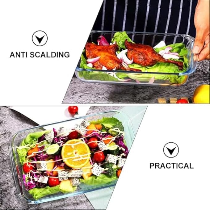 rayihni Glass Baking Dish Set Of 3 Pcs Small 15L Medium 20L Large 35L Rectangular Clear GlassHeat Resistant Microwave Safe Handles Multipurpose Baking Tray Clear Glass Bakeware 15L  20L  35L - Image 5