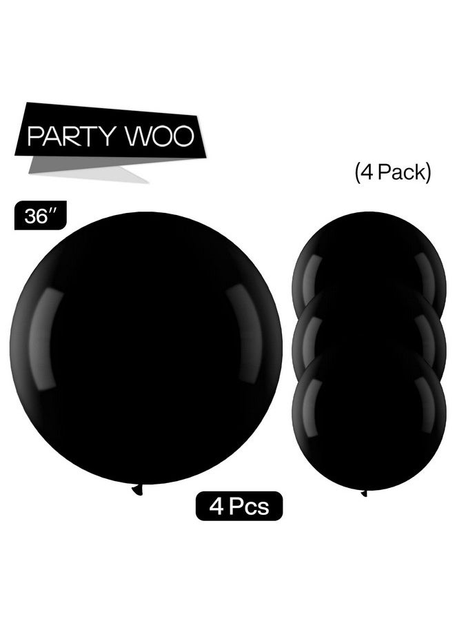 PartyWoo Black Balloons 4 Pcs 36 Inch Large Matte Black Balloons Big Black Balloons For Balloon Garland Or Arch As Party Decorations Birthday Decorations Retirement Party Decorations Blacky18  - Image 4