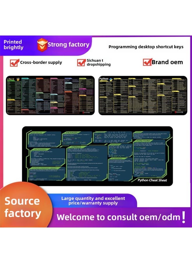 Generic - Java Language For Mouse Pad OfficeExcel Shortcut Keys Large Desk Pad Programming Order-Color:400*900*2MM-Pattern:Music Theory Mouse Pad - Image 1