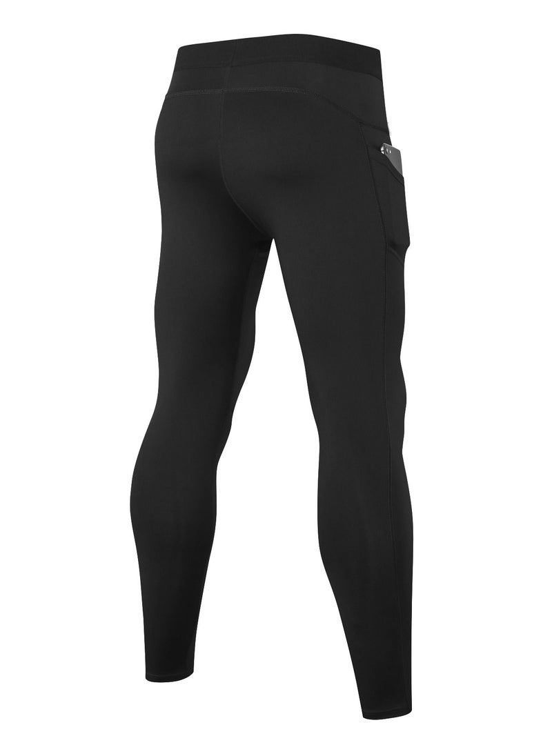 Loquat - Men Quick Dry Breathable Elastic Running Trousers Black - Image 1