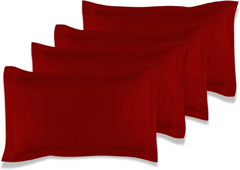 MUSA MUSA® Cotton Pillow Cover Shams - Washable Pillowcases for Sofa Cushions, Bedrooms & Dorm Decor | Hotel Quality Pillow Covers with Envelope Closure & 5cm Side Frame (4, Burgundy, 50 x 75cm) - Image 1