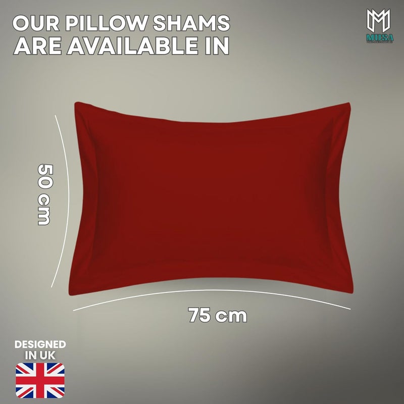 MUSA MUSA® Cotton Pillow Cover Shams - Washable Pillowcases for Sofa Cushions, Bedrooms & Dorm Decor | Hotel Quality Pillow Covers with Envelope Closure & 5cm Side Frame (4, Burgundy, 50 x 75cm) - Image 2