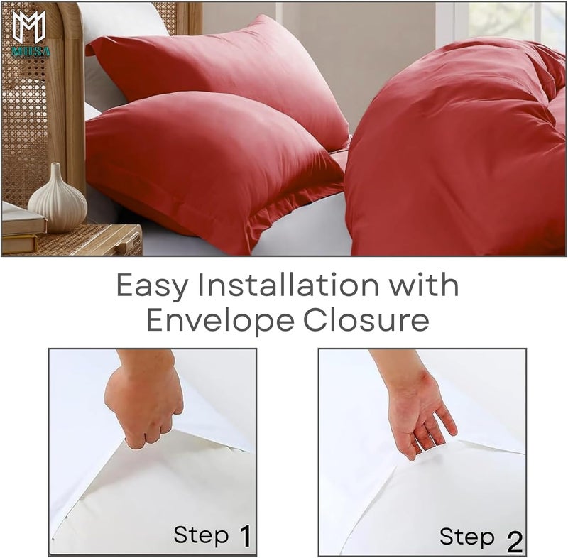 MUSA MUSA® Cotton Pillow Cover Shams - Washable Pillowcases for Sofa Cushions, Bedrooms & Dorm Decor | Hotel Quality Pillow Covers with Envelope Closure & 5cm Side Frame (4, Burgundy, 50 x 75cm) - Image 4