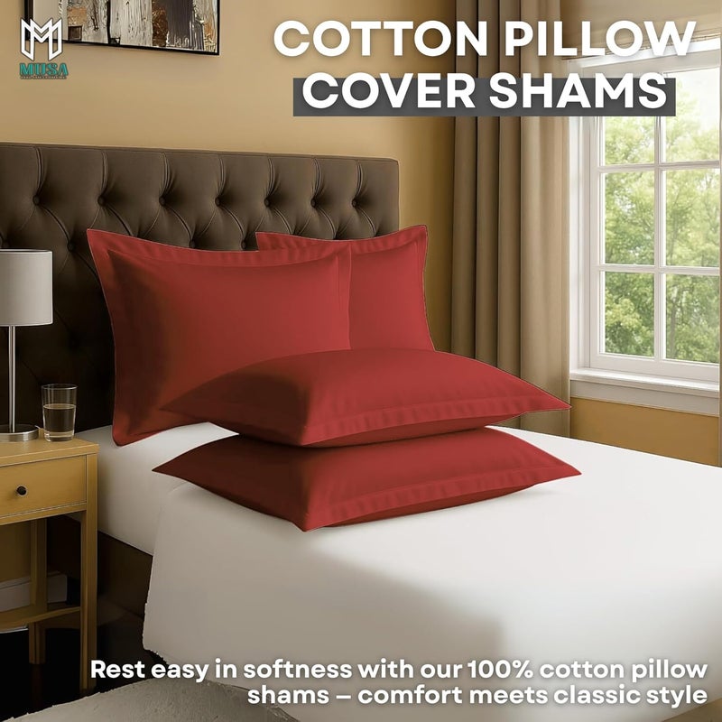 MUSA MUSA® Cotton Pillow Cover Shams - Washable Pillowcases for Sofa Cushions, Bedrooms & Dorm Decor | Hotel Quality Pillow Covers with Envelope Closure & 5cm Side Frame (4, Burgundy, 50 x 75cm) - Image 3