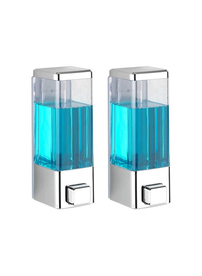 Kkd KKD® ABS Plastic Wall Mounted Chrome Finish Soap Dispenser, Leak-Free Multipurpose Liquid Dispenser for Hand Wash, Shampoo, Gel Dispenser for Bathroom/Basin/Kitchen Sink (350 ml)(Pack of 2)  - Image 1