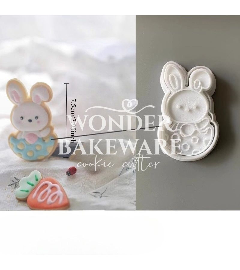 Easter Rabbit Shaped Cookie Cutters With Egg And Bunny Designs For Baking - Image 3