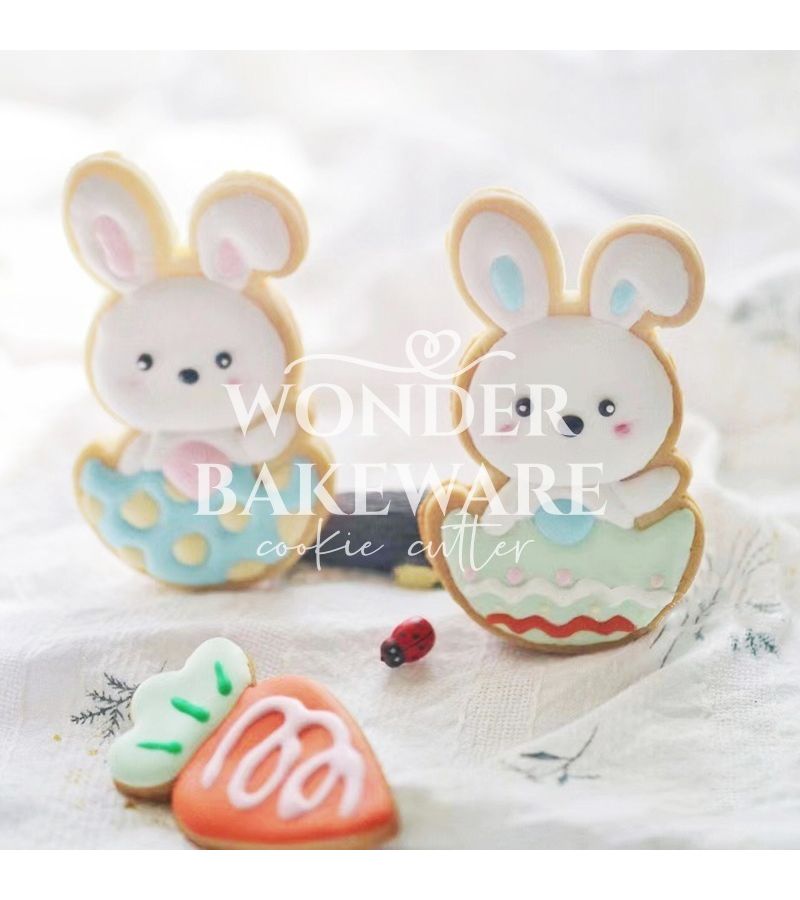 Easter Rabbit Shaped Cookie Cutters With Egg And Bunny Designs For Baking - Image 1