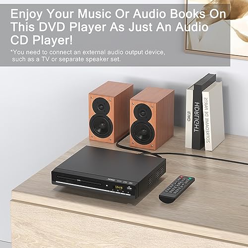 WSJSYH DVD Players for TV with HDMI,Plays All Regions and Formats,CD Player for Home,Support 1080P Video/CD/DVD/VCD/JPEG/USB, Remote, HDMI and RCA Cables Included - Image 4