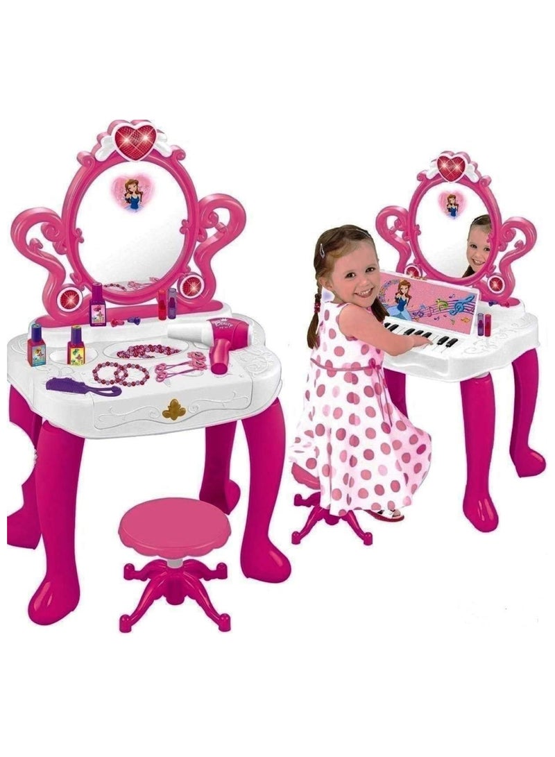 Princess 2-In-1 Toddler Vanity Set With Piano Unlock Creativity Joy And Music In One Experience A Kids Vanity Set With Mirror And Piano For Kids Ages 3-5 - Image 1