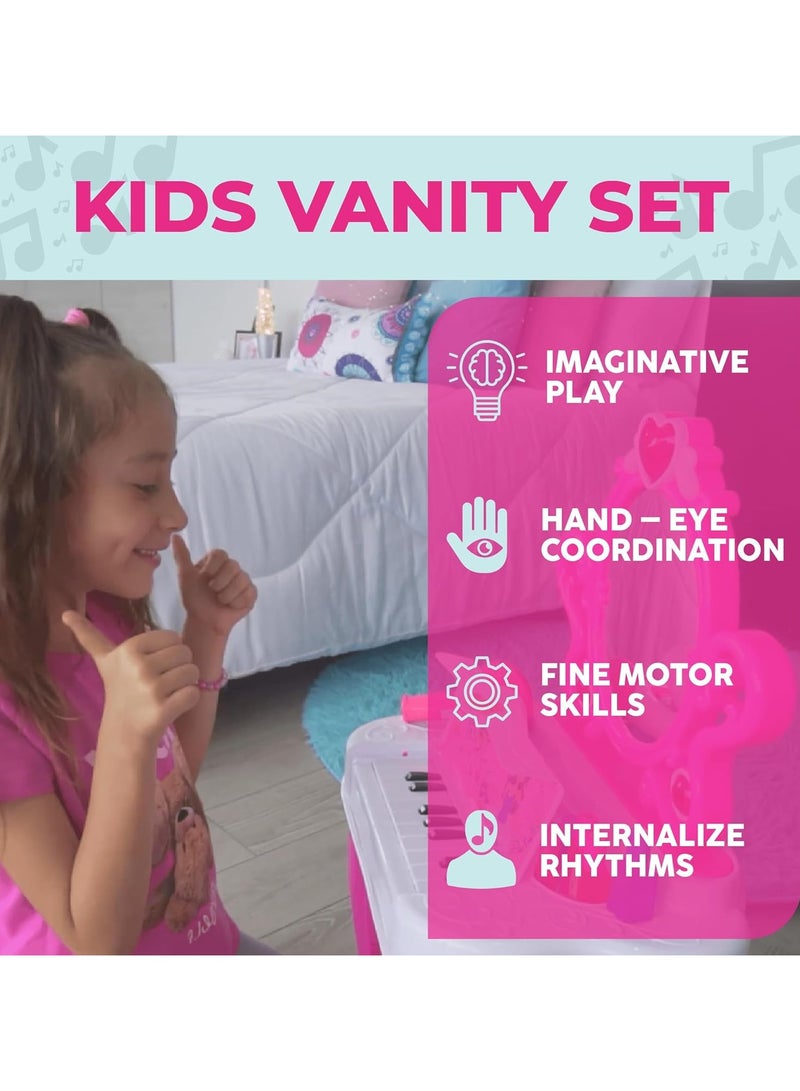 Princess 2-In-1 Toddler Vanity Set With Piano Unlock Creativity Joy And Music In One Experience A Kids Vanity Set With Mirror And Piano For Kids Ages 3-5 - Image 5