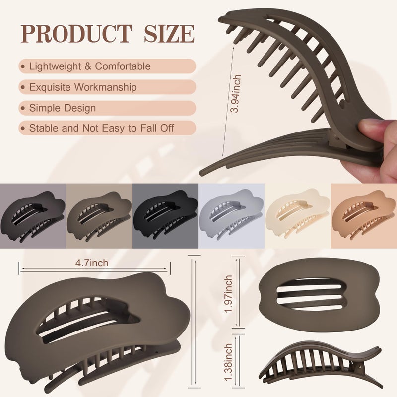 Gift4U Flat Hair Clips for Women, 6 PCS Flat Claw Clips for Women, Duckbill Hair Clips for Girls, Strong No-Slip Grip Hair Clip for Thick Thin Curly Hair(Neutral Apple) - Image 2
