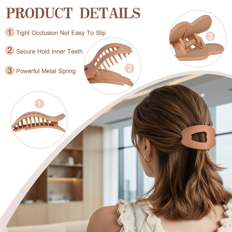 Gift4U Flat Hair Clips for Women, 6 PCS Flat Claw Clips for Women, Duckbill Hair Clips for Girls, Strong No-Slip Grip Hair Clip for Thick Thin Curly Hair(Neutral Apple) - Image 5