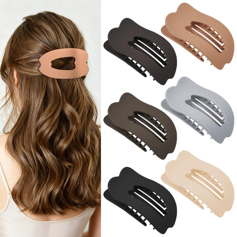 Gift4U Flat Hair Clips for Women, 6 PCS Flat Claw Clips for Women, Duckbill Hair Clips for Girls, Strong No-Slip Grip Hair Clip for Thick Thin Curly Hair(Neutral Apple) - Image 1