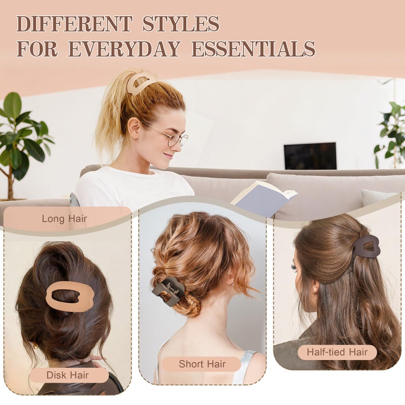 Gift4U Flat Hair Clips for Women, 6 PCS Flat Claw Clips for Women, Duckbill Hair Clips for Girls, Strong No-Slip Grip Hair Clip for Thick Thin Curly Hair(Neutral Apple) - Image 3