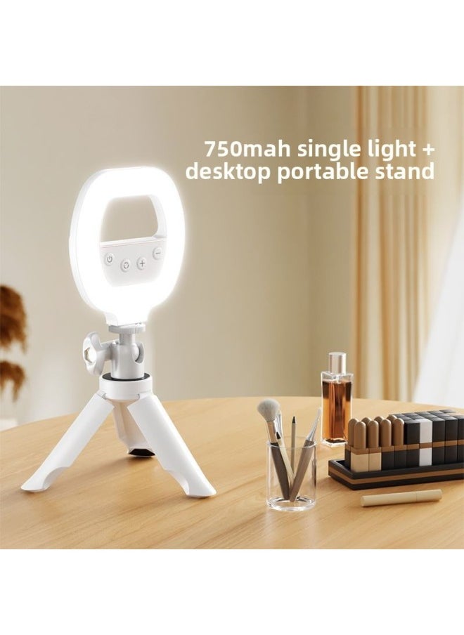Generic Mobile Phone Fill Light Portable Selfie Handheld Live Beauty Pocket Light Clip-on Led Ring Beauty Light-Specifications:[750mah Standard Version] + Desktop Portable Stand  - Image 1